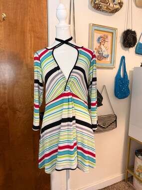 Vintage Y2K EvoVotto Multi-Color Striped Dress
